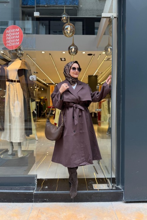 Oversize STD Trençkot Kahve