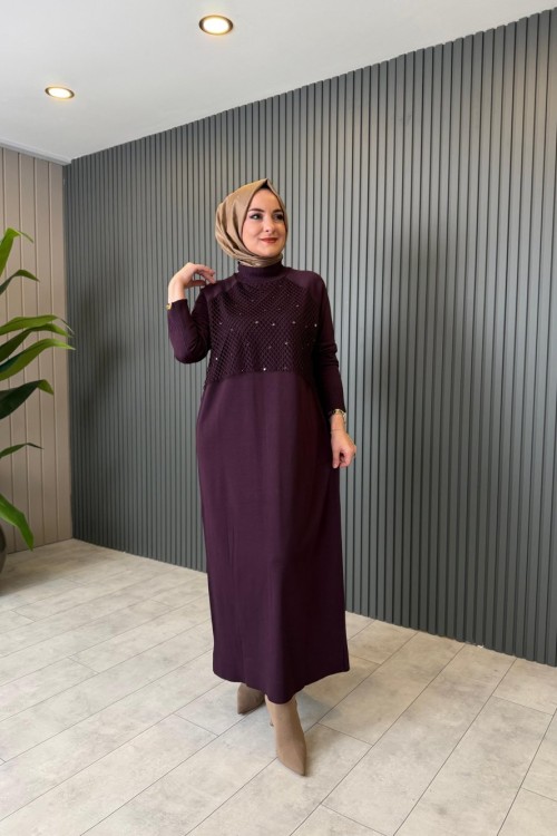 Fileli Elbise Mürdüm
