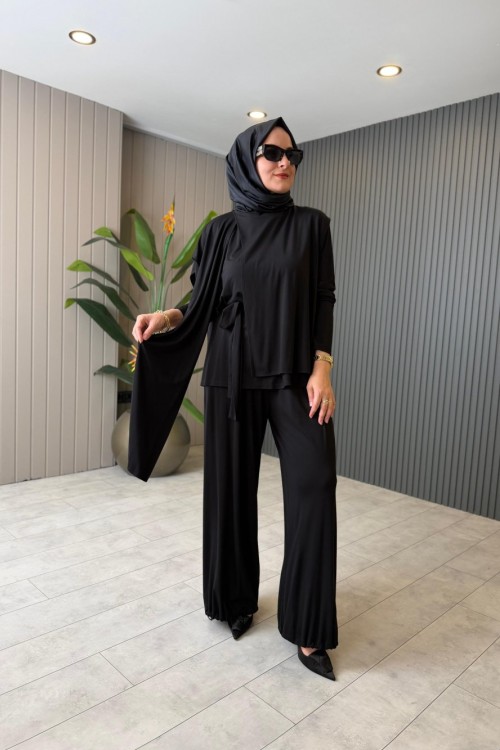 Bambu Pantalon Takım Siyah