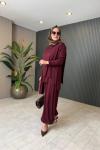 Bambu Pantalon Takım Bordo