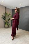 Bambu Pantalon Takım Bordo