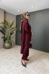 Bambu Pantalon Takım Bordo