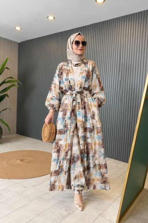 Kimono Takım Bej