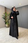 Moss Kadife Elbise Siyah