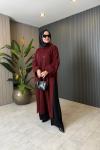 Yırtmaç Detaylı Swet Elbise-Tunik Bordo
