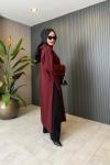 Yırtmaç Detaylı Swet Elbise-Tunik Bordo