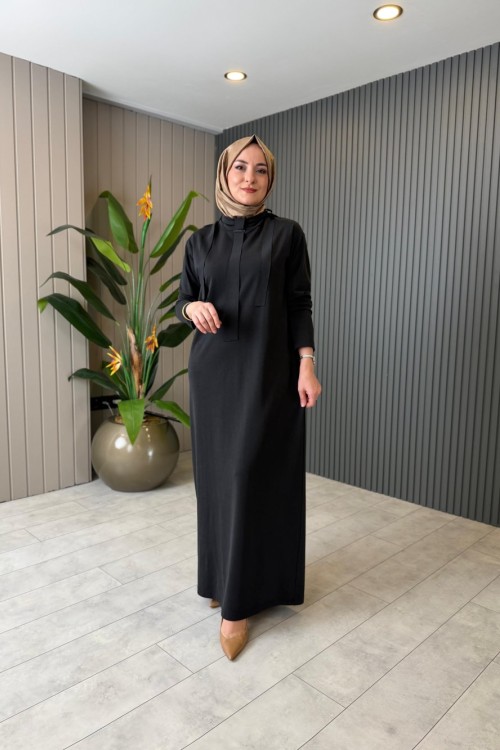 Balıkçı Yaka Bora Elbise Siyah