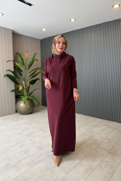 Balıkçı Yaka Bora Elbise Bordo