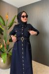 Denim Elbise Lacivert