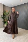 Mona İthal Tasarım Etekli Takım Kahve