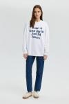 Touche Baskılı Sweat Shırt Beyaz