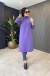  Broş Detaylı Tunik Lila Lila