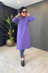  Broş Detaylı Tunik Lila Lila